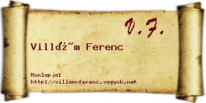 Villám Ferenc névjegykártya